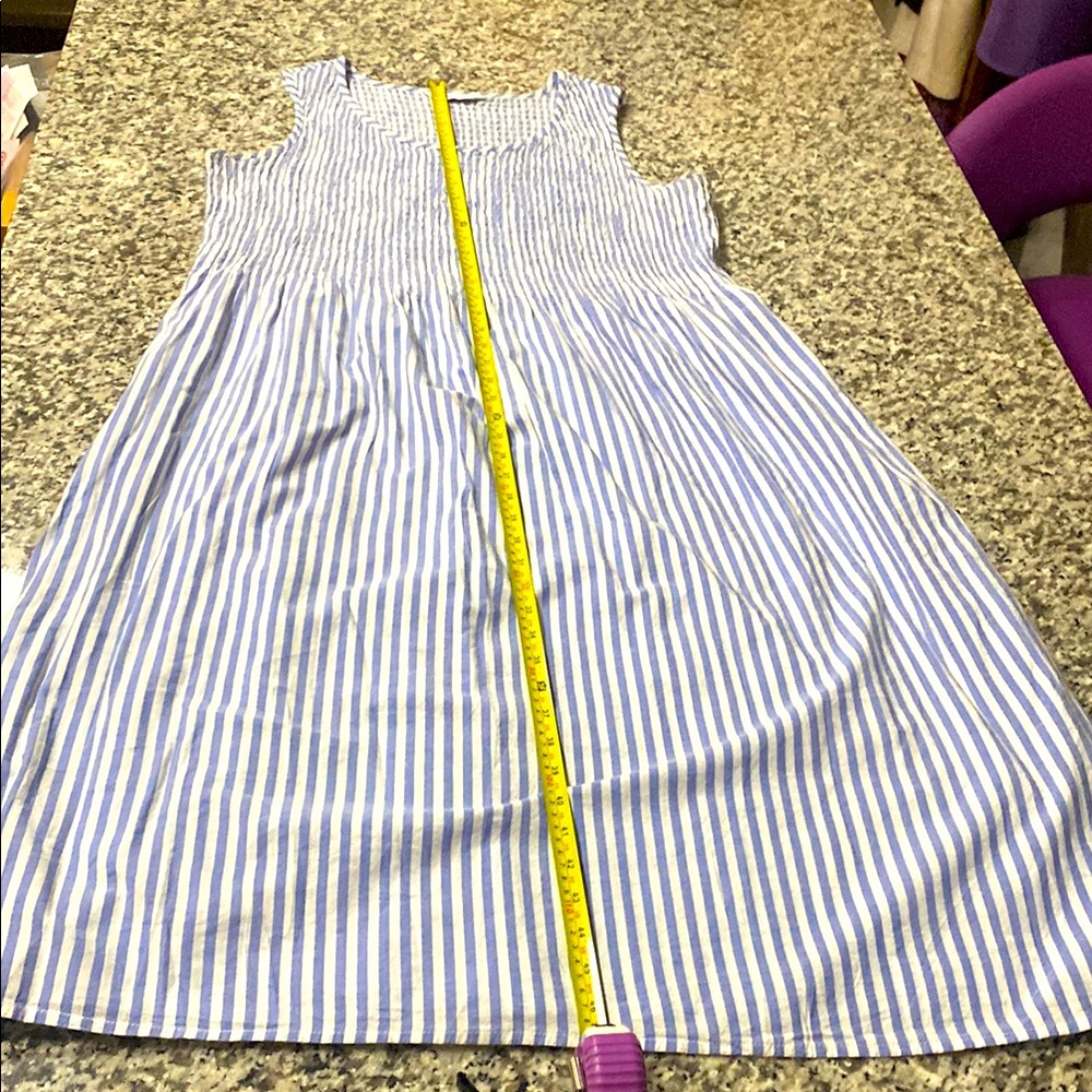Blue and White Striped Sleeveless Dress